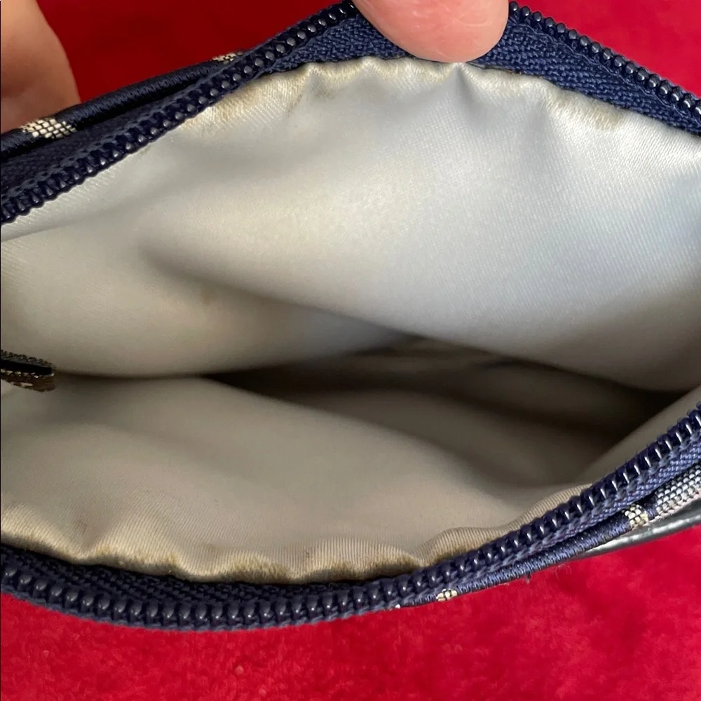 Coach Navy Signature Canvas Wristlet with Gray 'C' Pattern EUC - Picture 5 of 7
